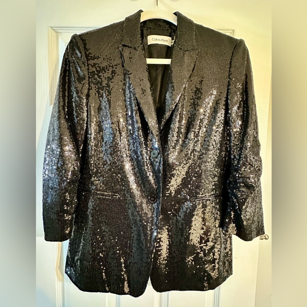 Fun black sequin blazer, Calvin Klein size 8